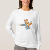 T-shirt Renard comme batteur avec chauve-souris de cricket (Devant)