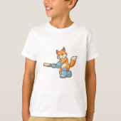 T-shirt Renard comme batteur avec chauve-souris de cricket (Devant)