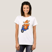 T-shirt Renard comme Biker avec Scooter (Devant entier)
