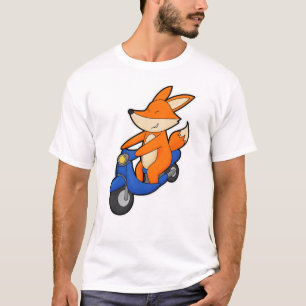 T-shirt Renard comme Biker avec Scooter