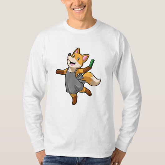 T-shirt Renard comme coiffeur avec ciseaux (Devant)