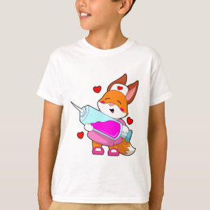 T-shirt Renard comme infirmière avec seringue