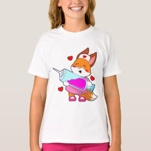 T-shirt Renard comme infirmière avec seringue