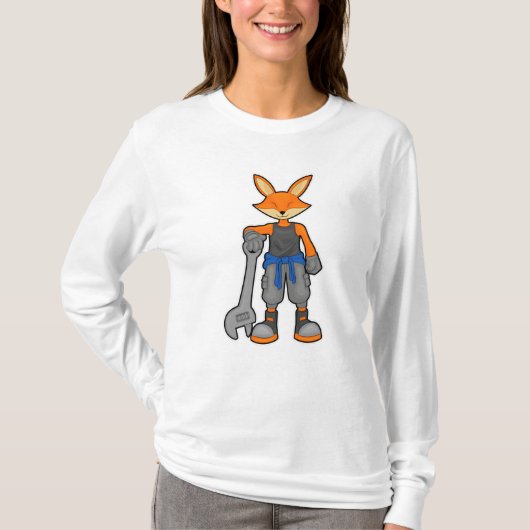 T-shirt Renard comme Mécanique avec Spanner (Devant)