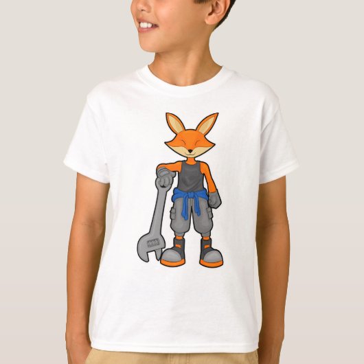 T-shirt Renard comme Mécanique avec Spanner (Devant)