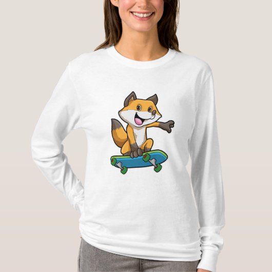 T-shirt Renard comme patineur avec skateboard (Devant)