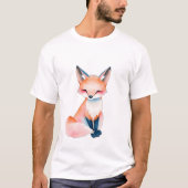 T-shirt Renard d'aquarelle impressionniste avec champignon (Devant)