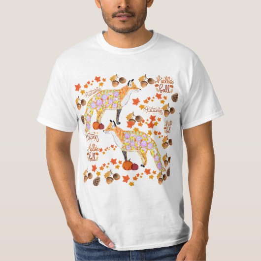 T-shirt Renard d'automne coloré (Devant)