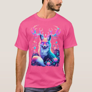 T-shirt Renard De Boho Cosmique Avec Des Antlers Géants Et