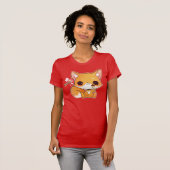 T-shirt Renard de Kawaii avec la glace mignonne (Devant entier)