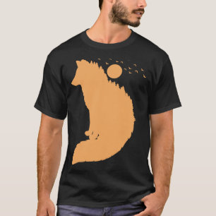 T-shirt Renard devant Moon rouge Fox animal sauvage