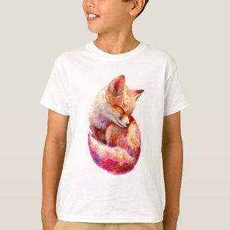 T-shirt Renard dormant aquarelle pastel pour enfants