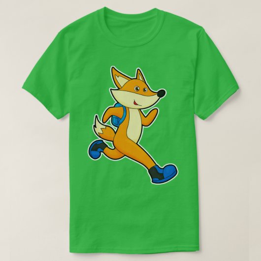 T-shirt Renard en course avec sac à dos (Design devant)