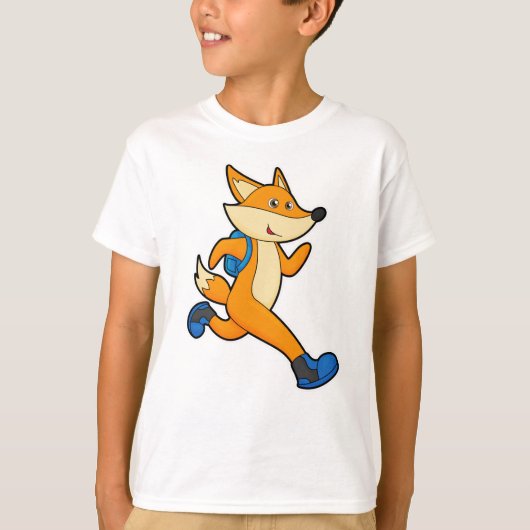 T-shirt Renard en course avec sac à dos (Devant)