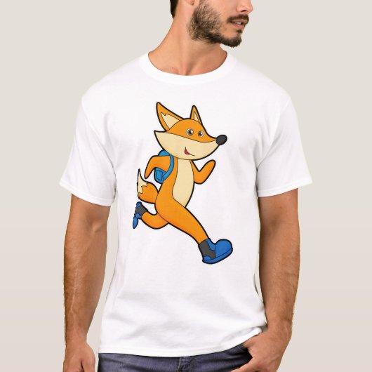 T-shirt Renard en course avec sac à dos (Devant)