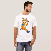 T-shirt Renard en course avec sac à dos (Devant entier)