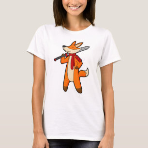 T-shirt Renard en guerrier avec épée et écharpe