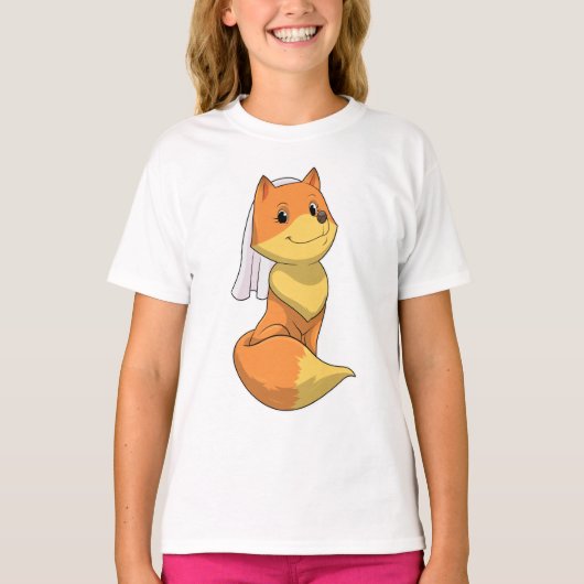 T-shirt Renard en mariée avec Voile (Devant)