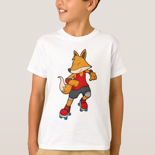 T-shirt Renard en patinage avec roulettes (Devant)