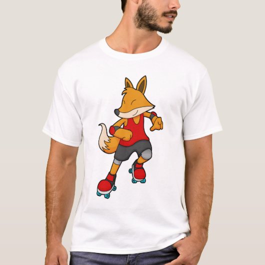 T-shirt Renard en patinage avec roulettes (Devant)