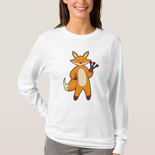 T-shirt Renard en tant que joueur de fléchettes avec des f (Devant)