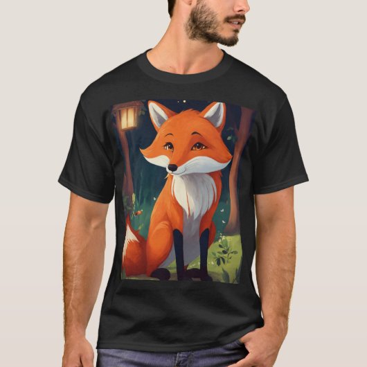 T-shirt Renard espiègle avec Sophistication (Backgro clair (Devant)