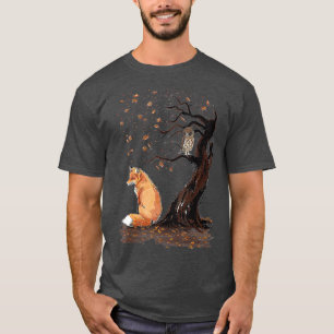 T-shirt Renard et hibou sur l'arbre Amoureux des animaux m