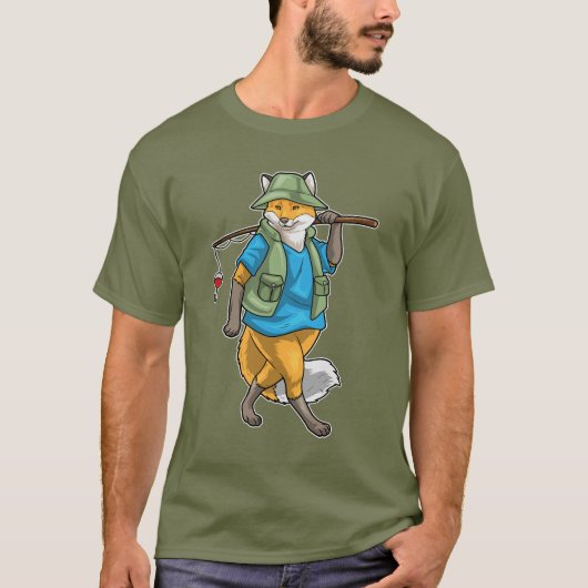 T-shirt Renard Fisher canne à pêche (Devant)