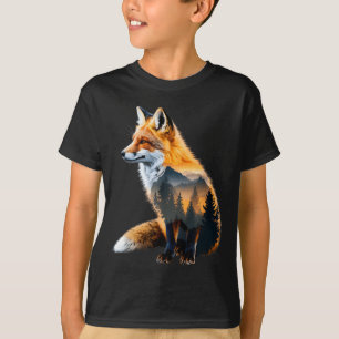 T-shirt Renard Forêt Amant de la nature Montagnes Randonné