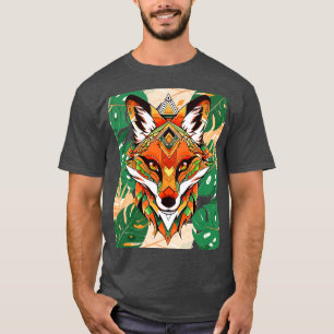T-shirt Renard géométrique dans le Motif Monstera