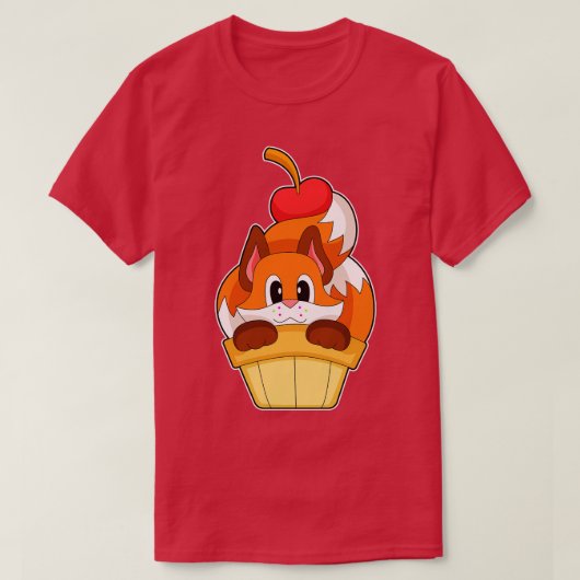 T-shirt Renard Ice crème cône Cherry (Design devant)
