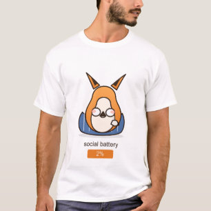 T-shirt Renard Introverti Drôle Batterie Sociale 2 Pour Ce