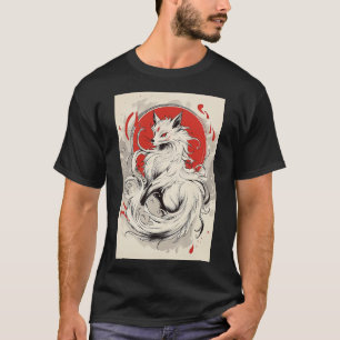 T-shirt Renard japonais blanc Kitsune