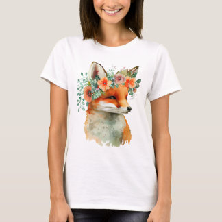 T-shirt Renard Mignon avec Fleurs – Nature Adorabl
