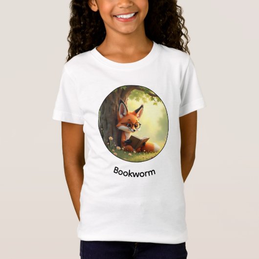 T-Shirt Renard mignon lisant un livre, rat de bibliothèque (Devant)