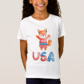 T-Shirt Renard patriotique mignon (Devant)
