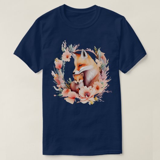 T-shirt Renards et fleurs (Design devant)