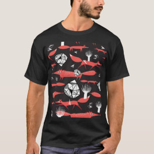 T-shirt Renards Rouges : Arrière - plan Sombre Sans Couleu