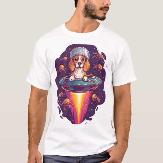 T-shirt Rencontre de chien Beagle intergalactique (Devant)