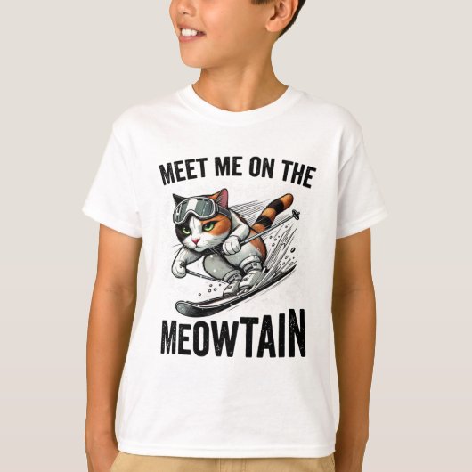 T-shirt Rencontrez-Moi Sur La Meowtain Funny Chat Ski Down (Devant)