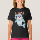 T-shirt Rendeer de Noël de requin (Devant)