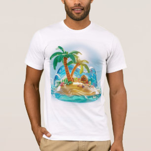 T-shirt Rendu 3D d'une île tropicale en été