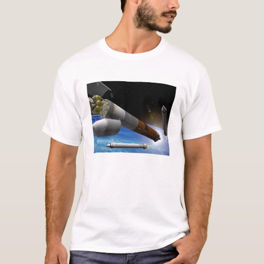 T-shirt Rendu d'artiste d'une fusée de transport lourd (Devant)