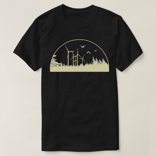 T-shirt renewable energy wind farm in the forest at sunset (Design devant)
