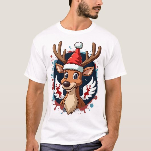 T-shirt renne de noël (2) (Devant)