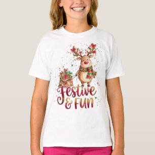 T-Shirt Renne de Noël – Traîneau, Cadeaux