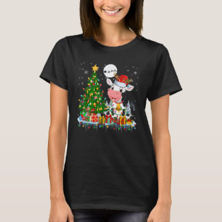 T-shirt Renne de Noël Vache Arbre de Noël Lumière Agricult