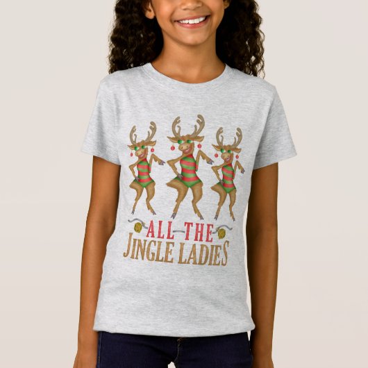 T-Shirt Renne drôle de Noël toutes les dames de tintement (Devant)