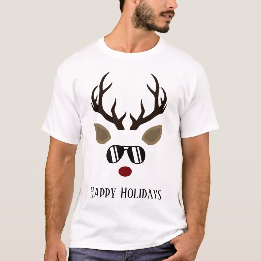 T-shirt Rennes de Noël de fête ajouter du texte (Devant)