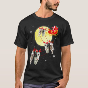 T-shirt Rennes de Noël drôles de traîneau de chien Husky N